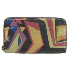 エミリオプッチ EMILIO PUCCI 長財布 エナメル ラウンドファスナー プッチ柄 総柄 ロゴ 紺 ネイビー 紫 パープル /XZ ■GY18のサムネイル
