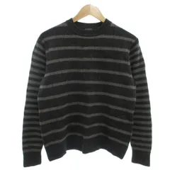 バーバリー ロンドン BURBERRY LONDON セーター ウール クルーネック ミドル ハーフ丈 ボーダー柄 L 黒 ブラック グレー /ML ■ECD001のサムネイル