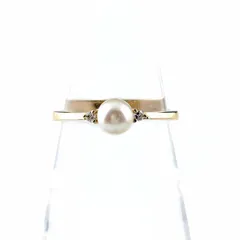 タサキ TASAKI パール YG イエローゴールド 指輪 メレダイヤ 真珠 リング 11号 K18 パール ダイヤモンド レディース 【中古】のサムネイル