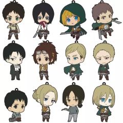 [Used] Strap (Character) Complete Set of 12 Types Attack Titan Rubber Strap Collection