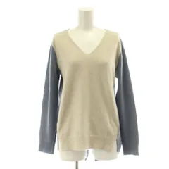 ベイジ BEIGE ニット セーター ウール 4 ベージュ 水色 Vネック 長袖 配色デザイン /DUのサムネイル