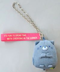 [Used] Plush Mascot/Plush Badge: Cat, Denim Material Hanging Plush Toy, "Sumikko Gurashi x Denim House"