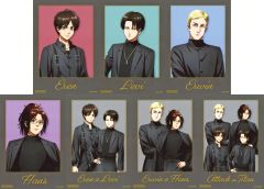 [Used] Character Cards Complete Set of 7 Black Outfit Series Bromides "TV Anime Attack Titan"POP UP SHOP" Purchaser's Prize Raffle - Prize B