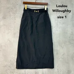Loulou Willoughby ルルウィルビー 1 ロングスカート タイトスカート ナロースカート ボトムス ベルト付き 金金具 バックフック ブラック 無地 麻混 リネンブレンド オフィスカジュアル 上品 きれいめ フォーマル モード ★ ■◇ ■◆のサムネイル