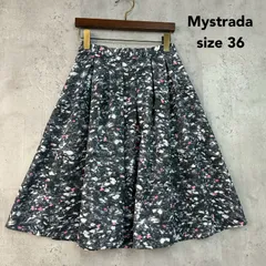 Mystrada マイストラーダ 36 S フレアスカート スカート タックスカート 総柄 幾何学模様 ドット 花柄 グレー系 ボトムス 膝丈 ミディ丈 ひざ丈 Aライン 上品 きれいめ 大人可愛い エレガント デート オフィス カジュアル ★ ■◇ ◇■のサムネイル