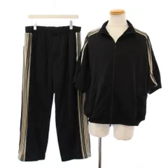 イズネス is-ness SHORT SLEEVE TRACK JACKET TRACK PANTS セットアップ ジャージ ブルゾン 半袖 イージーパンツ M L 黒 ブラック /TKのサムネイル