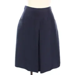 ブルマリン Blumarine シルク混 スカート ひざ丈 フレア I38 ネイビー /TKのサムネイル