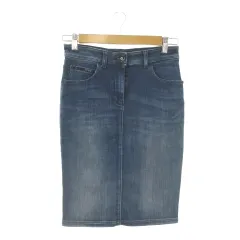 アルマーニ ジーンズ ARMANI JEANS デニムスカート 38 青 ブルー インディゴ 無地 タイト 膝丈 ウォッシュ加工 /MN19 ■GY99のサムネイル
