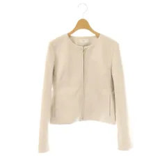 インデックス INDEX フェイクレザーノーカラージャケット ジップアップ M アイボリー /AT ■OSのサムネイル