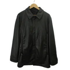 アルマーニ コレツィオーニ ARMANI COLLEZIONI レザージャケット コート ブルゾン アウター フェイクレザー ステンカラー 背抜き ジップアップ 48 L 黒 ブラック /XZ ■GY50のサムネイル