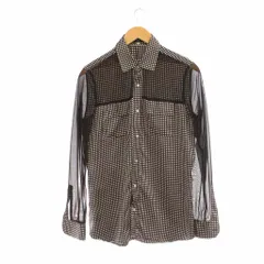 ロクマルサン 603 シャツ 42 黒 ドット柄 長袖 シアー切り替え /JPのサムネイル
