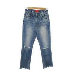ビームス BEAMS × レッドカード RED CARD デニム ジーンズ 24 青 ブルー ダメージ加工 フリンジヘム クロップド丈 /AH34 ■GY99のサムネイル