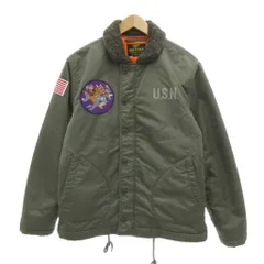 ヒューストン HOUSTON N-1 デッキジャケット 中綿 ナイロン ワッペン L カーキ 50913 /UOのサムネイル