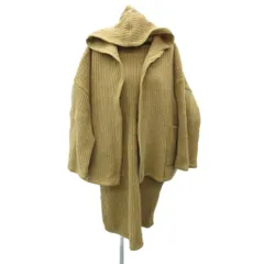 ジュンココシノ JUNKO KOSHINO ニットカーディガン ワンピース タートルネック 長袖 ひざ丈 ウール 茶色 ブラウン フード付き 2点セット /HO45 ■ECA003のサムネイル