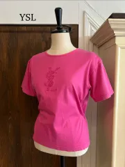 YVES SAINT LAURENT イヴ・サンローラン 正規品 ジーン ピンク ロゴTシャツのサムネイル