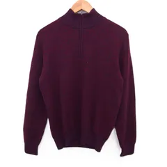 ランバン LANVIN ハーフジップ ニット セーター 長袖 柄 ウール M ワインレッド 赤紫 /FT ■ECC003のサムネイル