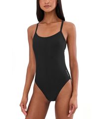 Speed Women's Swimsuit Set: Speedo Solid Racerback One-Piece Swimsuit, Anthracite White