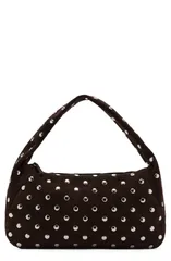 マンゴ レディース バッグ スエード MANGO Studded Suede Shoulder Bag CHOCOLATE チョコレートのサムネイル
