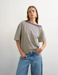 トップショップ レディース トップス Tシャツ Topshop striped off the shoulder tshirt Multi マルチカラーのサムネイル