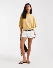 フリーピープル レディース トップス Tシャツ Free People Atlas dolman oversized top in fallen leaf BEIGE ベージュのサムネイル