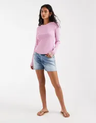 フリーピープル レディース トップス Tシャツ Free Peopleasy does it long sleeve Tshirt in humingbird PINK ピンクのサムネイル