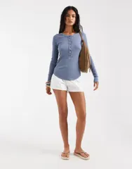 フリーピープル レディース トップス Tシャツ Free People Jamie henley long sleeve Tshirt in flint stone LIGHT BLUE ブルーのサムネイル