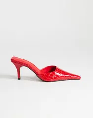 トップショップ レディース シューズ パンプス ヒール Topshop Alfie pointed heel slip on pumps croc Red croc レッドのサムネイル