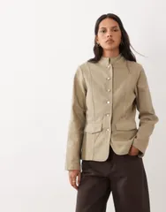 エイソス レディース アウター ジャケット・ブルゾン デニム ASOS DESIGN denim collar detail jacket ineutral NEUTRAL デニムのサムネイル