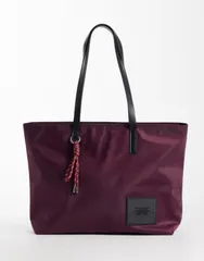 アクセサライズ レディース バッグ ナイロン Accessorize nylon tote bag in berry Pink ピンクのサムネイル