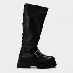 スティーブ マデン レディース シューズ ブーツ・レインブーツ Steve Madden Womens Knee High Boots Black Lthr ブラックのサムネイル