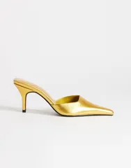 トップショップ レディース シューズ パンプス ヒール Topshop Alfie pointed mid heeled pumps GOLD ゴールドのサムネイル
