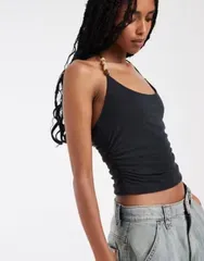 フリーピープル レディース トップス タンクトップ Free People Toni beaded tank top Black ブラックのサムネイル