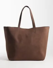 エイソス レディース バッグ スエード ASOS DESIGN oversized bonded faux suede tote Dark Tan タンのサムネイル