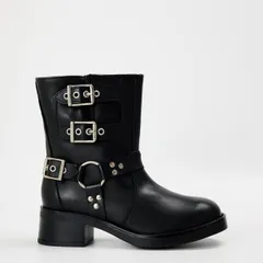 スティーブ マデン レディース シューズ ブーツ・レインブーツ アンクル ヒール Steve Madden Womens Becase Ankle Heeled Boots Black Lthr ブラのサムネイル