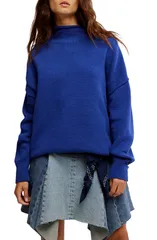 フリーピープル レディース アウター ニット・セータートルネック Free People Torres Turtleneck Sweater SKIPPER BLUE ブルーのサムネイル
