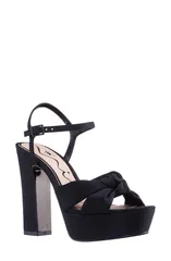 ニナ レディース シューズ ヒール プラットフォーム サンダル アンクル Nina Sherlee Ankle Straplatform Slide Sandal Women BLACK ブラックのサムネイル