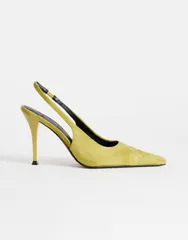 トップショップ レディース シューズ パンプスエード ヒール Topshop Anya real suede sling back higheeled pumps in olive オリーブのサムネイル