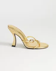 トップショップ レディース シューズ サンダル ヒール Topshop Olivia strappy higheel sandals with ball detail GOLD ゴールドのサムネイル