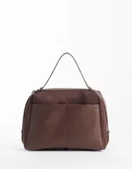 エイソス レディース バッグ スエード ASOS DESIGN faux suede satchel tote bag in chocolate チョコレートのサムネイル