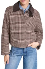 リーバイス レディース アウター ジャケット・ブルゾン コーデュロイ Levis Corduroy Collar Houndstooth Plaid Short Mac Jacket BROWN PLのサムネイル