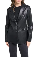 リーバイス レディース アウター ジャケット・ブルゾン ブレザー フェイクレザー Levis Faux Leather Blazer BLACK ブラックのサムネイル
