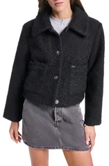 リーバイス レディース アウター ジャケット・ブルゾン クロップド Levis Cropped Boucl Jacket BLACK ブラックのサムネイル