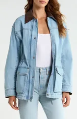 リーバイス レディース アウター ジャケット・ブルゾン コーデュロイ Levis Corduroy Collar Military Jacket LIGHT WASH DENIM デニムのサムネイル