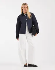 エイソス レディース アウター コート コーデュロイ コントラスト ジャケット ASOS DESIGN contrast corduroy field jacket Navy ネイビーのサムネイル