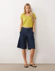 フリーピープル レディース トップス Tシャツ Vネック Free People vneck take 2 tshirt in warm olive WARM OLIVE オリーブのサムネイル