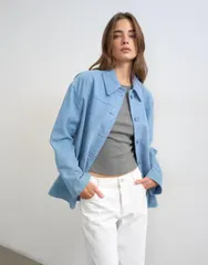 トップショップ レディース アウター ジャケット・ブルゾン スエード Topshopremium suede jacket BLUE ブルーのサムネイル