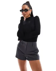 エイソス レディース トップス シャツ タートルネック ボディースーツ ASOS DESIGN long sleeve bodysuit with turtleneck Black ブラックのサムネイル