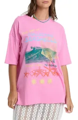 ビラボン レディース トップス シャツ グラフィック Billabong Distant Stars Graphic TShirt PARTY PINK ピンクのサムネイル