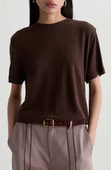 エージー レディース トップス シャツ リネン AG Charli Boxy Linen Blend TShirt OAK BARRELのサムネイル