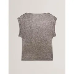 テッドベーカー レディース トップス Tシャツ スリムフィットール Ted Baker Womens Metallic Short Sleeve Slim FitShirt Charcoal チャコーのサムネイル